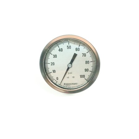 ASHCROFT 3-1/2In 1/4In 0-100Psi Npt Pressure Gauge 35-1009AW-02B-100